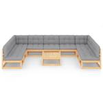 Garten-Lounge-Set (10-teilig) 3009752-2 Grau - Holz