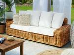 Gartensofa FORLI Beige - Blau - Weiß - Rattan - 218 x 67 x 94 cm