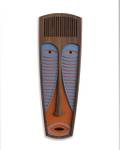 Wandmaske Modern African Mask #42 Blau - Orange - Kunststoff - 27 x 78 x 1 cm