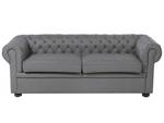 3-Sitzer Sofa CHESTERFIELD Grau - Eiche Dunkel - 196 x 70 x 80 cm