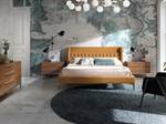 Bett mit Samtpolsterung und Stahlfüßen Gelb - Textil - 193 x 115 x 226 cm