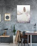 Acrylbild handgemalt Blumenmädchen Weiß - Massivholz - Textil - 75 x 100 x 4 cm