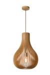 Pendelleuchte Bodo Braun - Kunststoff - Rattan - Holz teilmassiv - 38 x 195 x 38 cm