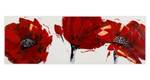 Acrylbild handgemalt Feuerroter Mohn Rot - Massivholz - Textil - 90 x 30 x 4 cm