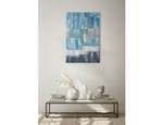 Tableau peint Relaxation profonde Bleu - Turquoise - Bois massif - Textile - 80 x 120 x 4 cm