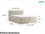 Boxspringbett Piaf Beige - Breite: 186 cm - H4