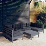 7-tlg. Garten-Lounge-Set mit Kissen Grau Grau