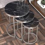Set de 3 tables d'appoint Bornholm Imitation marbre noir