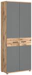 Armoire de bureau Mason Gris - En partie en bois massif - 80 x 199 x 37 cm