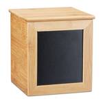 Aufbewahrungsbox Bambus mit Tafel Schwarz - Braun - Bambus - 16 x 17 x 16 cm