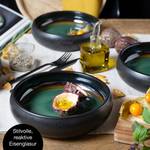 SOLID Suppenteller Steinzeug 4er-Set Dunkelgrün