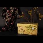 Boite de rangement Japanese Blossom Jaune - Bois manufacturé - Papier - 39 x 21 x 32 cm