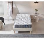 Bett+Taschenfederkernmatratze 90x190cm Weiß - Naturfaser - 90 x 48 x 190 cm