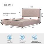 Hydraulisch Boxspringbett Phoebe Ⅲ Beige - Ebenholz Dekor - Holz