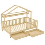 Hausbett JIE AGD50 Braun - Holzwerkstoff - Massivholz - 96 x 166 x 207 cm