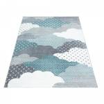 Tapis enfant CLOUDY ⌀120 bleu Bleu - 120 x 120 cm