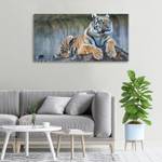 Wandbild Tiger Braun - Textil - Holz teilmassiv - 100 x 50 x 4 cm