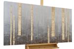 Tableau peint à la main Solar Accent Gris - Bois massif - Textile - 120 x 60 x 4 cm