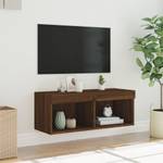 TV-Schrank mit LED-Leuchten D842 Eiche Schwarzbraun Dekor