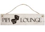 Wandschild Pipi-Lounge Shabby-Look Weiß - Holzart/Dekor - Holz teilmassiv - 43 x 11 x 1 cm