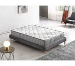 Bett + Naturlatexmatratze 160x200cm Grau - Naturfaser - 160 x 44 x 200 cm