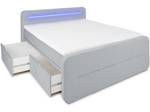 Bett Chicago mit LED-Beleuchtung und USB Grau - Textil - 180 x 100 x 221 cm