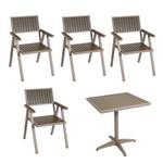 4er-Set Gartenstuhl+Gartentisch J95 Beige - Grau