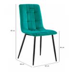 Lot de 2 chaises tissu velours - LOUISE Vert - Textile - 44 x 87 x 48 cm