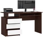 Bureau d'ordinateur CLP 135 cm Imitation wengé - Blanc