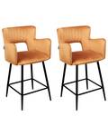 Tabouret de bar SANILAC Noir - Orange - Textile