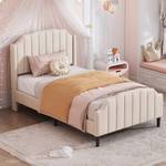 Polsterbett Emma Beige - 101 x 215 cm - Mit Kopfteil - Mit Lattenrost