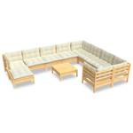 Garten-Lounge-Set Weiß - Massivholz - 64 x 29 x 64 cm