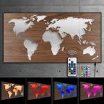 Weltkarte Wandkarte LED Rahmen Holz Alu