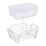 Corbeille à pain métal insert en tissu Blanc