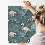 Papier Peint FLAMANTS Fleurs Ornements Beige - Vert - Papier - Textile - 53 x 1000 x 1000 cm