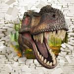 Fototapete Dinosaurier Wald Ziegel 3D