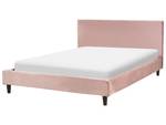 Lit double FITOU Chêne foncé - Rose foncé - Largeur : 170 cm