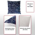 Deko-Kissen Schrift Blau - Textil - 45 x 45 x 12 cm