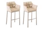 Tabouret de bar Damaso Lot de 2 Blanc crème - Argenté