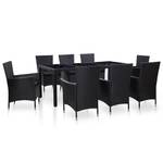 Garten-Essgruppe (9-teilig) 3001262-1 Schwarz - Kunststoff - Polyrattan - 90 x 75 x 190 cm