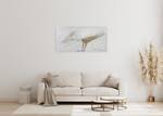 Tableau peint à la main Gold Layer Doré - Blanc - Bois massif - Textile - 100 x 50 x 4 cm