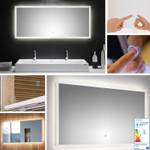 Badezimmer Waschtisch & LED-Spiegel Set Schwarz - Holzwerkstoff - 140 x 190 x 48 cm