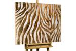 Acrylbild handgemalt Golden Zebra Gold - Massivholz - Textil - 100 x 75 x 4 cm