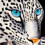 脰lgem盲lde Wei脽er Leopard handgemalt