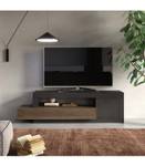 Meuble TV 1 porte et 1 tiroir - L160 cm Gris - Bois manufacturé - 42 x 49 x 160 cm