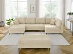 Wohnlandschaft und Hocker Sindre Beige