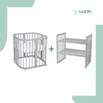 Babybett GREY, 7in1 mit Matratze Grau - Weiß