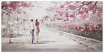 Acrylbild handgemalt First Date Beige - Pink - Massivholz - Textil - 120 x 60 x 4 cm