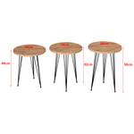 Set de 3 tables d'appoint Ry rondes Marron - 34 x 55 x 34 cm