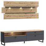 Wohnwand Leone 20 (2-teilig) LED Grau - Holzwerkstoff - 206 x 127 x 42 cm